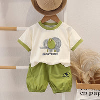 Boys Lime Green Elephant Graphic Short Sleeve T-Shirt With Shorts Sets 2 pc. Sets Lime Green 1-2 Y