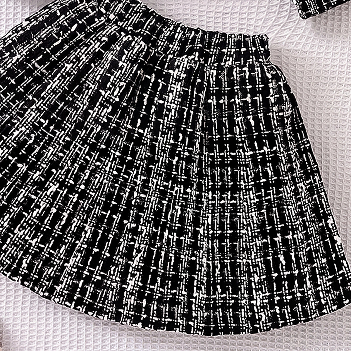 Girls Black Checked Long Sleeve Top With Skirt Sets 2 pc. Sets