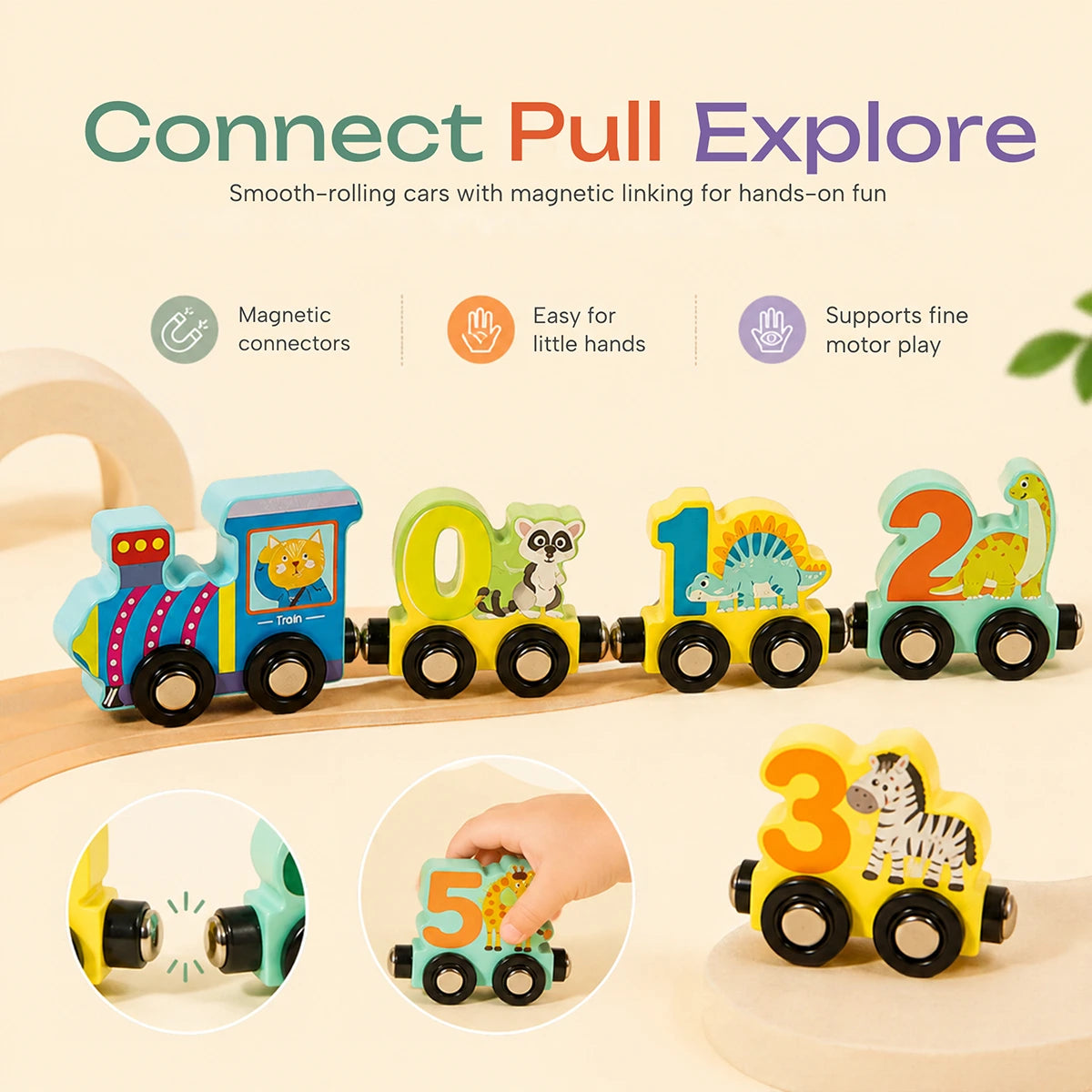 INCLUD Wooden Magnetic Number Train Set - Count, Connect & Play Trending Accessories