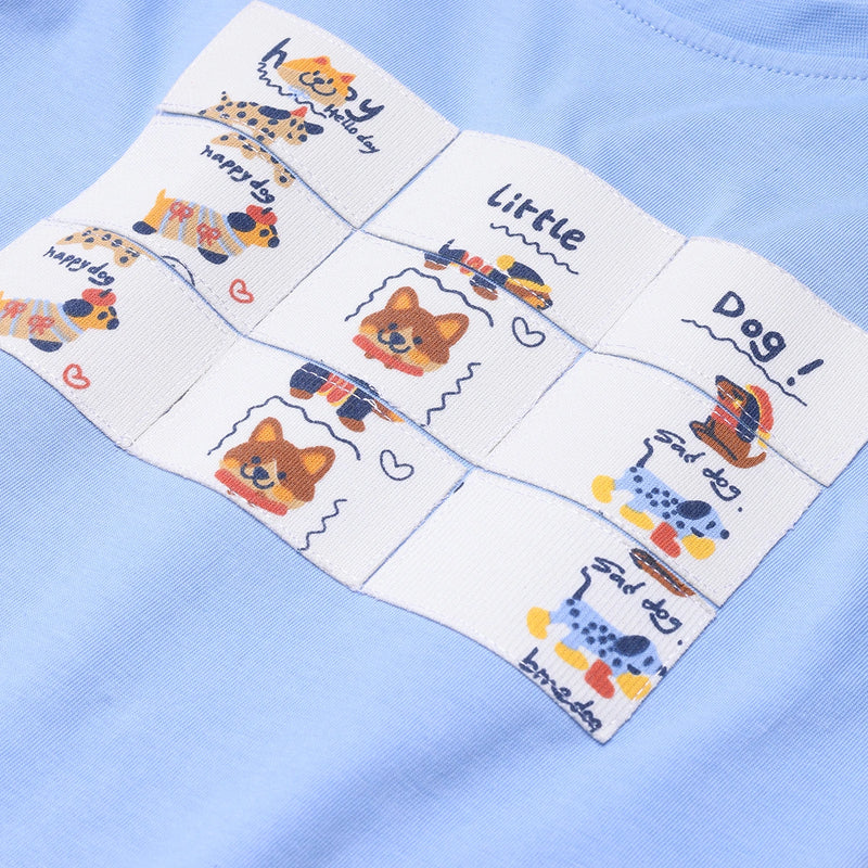 Boys Sky Blue Animal Graphic Short Sleeve T-Shirt With Drawstring Shorts Sets 2 pc. Sets