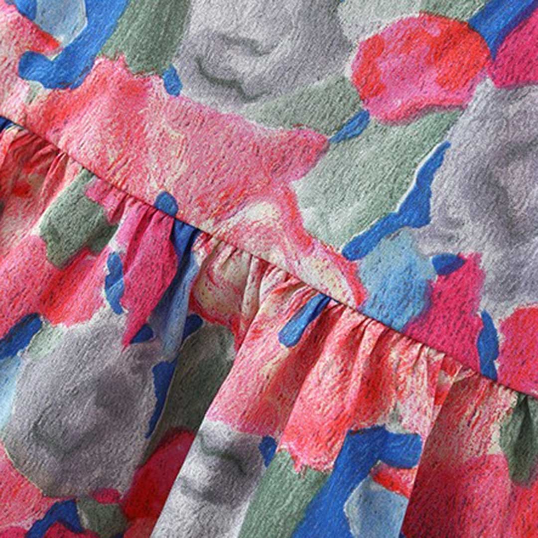 Girls Sleeveless Floral Printed Dress With Bow Casual Dresses   