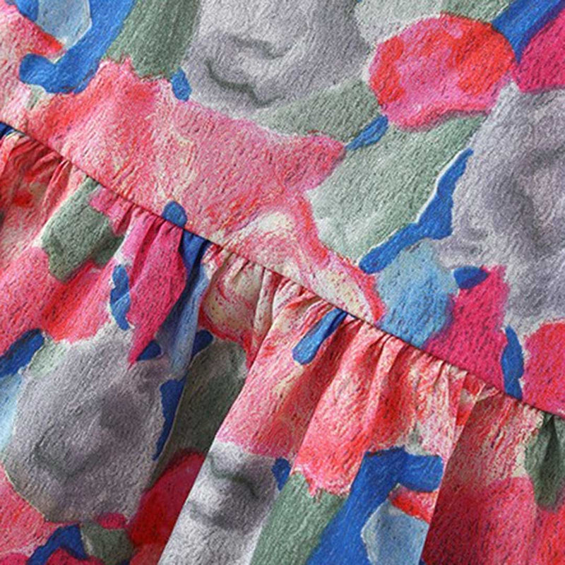 Girls Sleeveless Floral Printed Dress With Bow Casual Dresses   