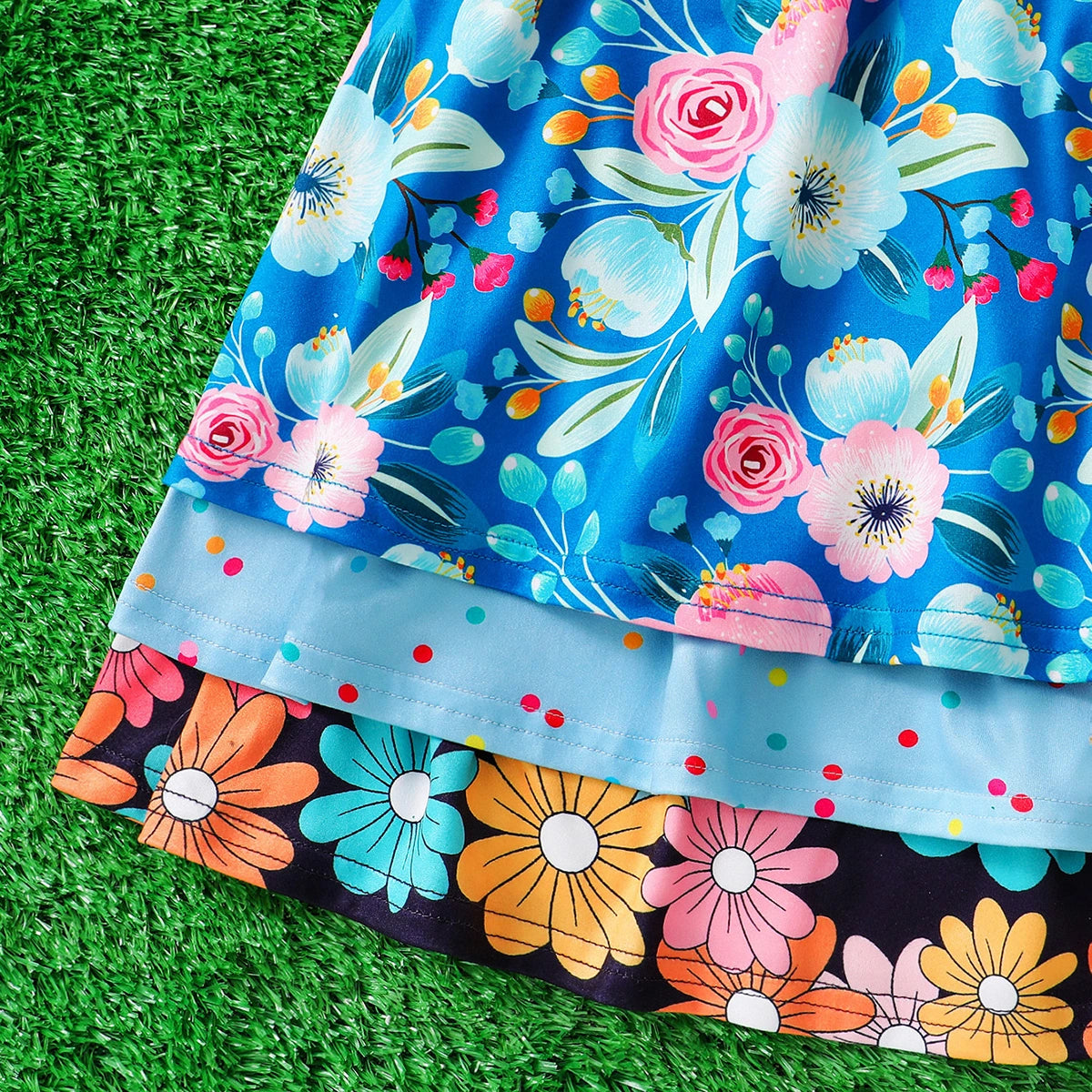Girls Multicolour Floral Print Flutter Sleeve Fit & Flare Dress Pack Of 3 Casual Dresses