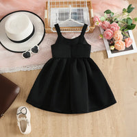 Girls Black Flower Applique Fit & Flare Party Wear Dress Party Dresses