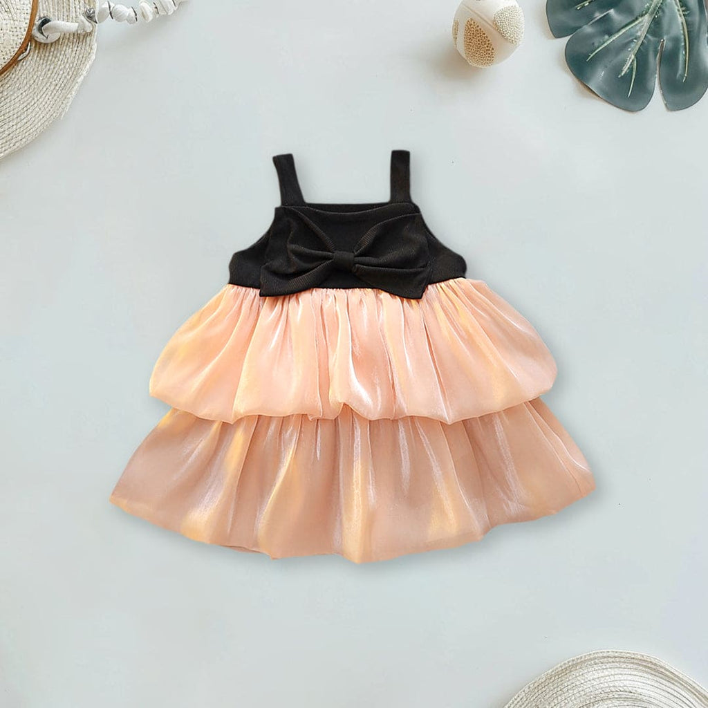 Girls Statement Bow Tiered Balloon Party Dress