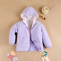 Girls Purple Heart Printed Reversible Hooded Zipper Jacket Coats & Jackets