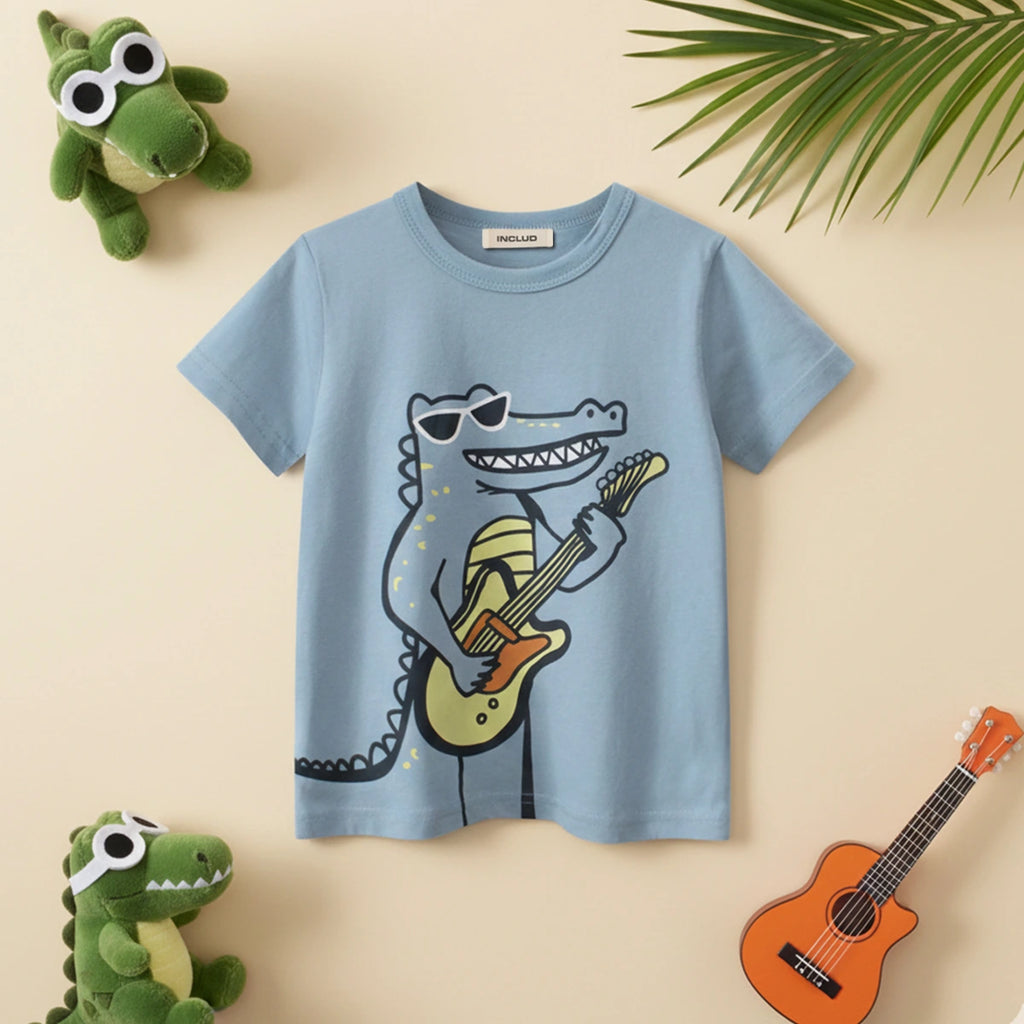 Boys Grey Graphic Cartoon Printed T-Shirt Tshirts Grey 1-2 Y