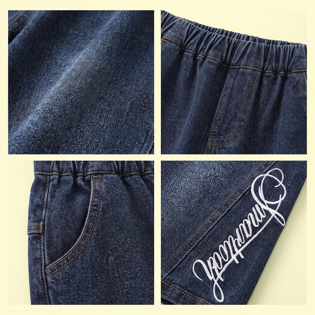 Boys Blue Typographic Denim Shorts Shorts