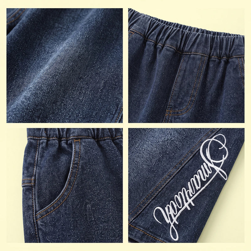 Boys Blue Typographic Denim Shorts Shorts