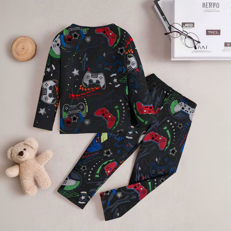 Boys Black Gaming Printed Glow in the Dark T-Shirt & Pajama Co-ord Set 2 pc. Sets