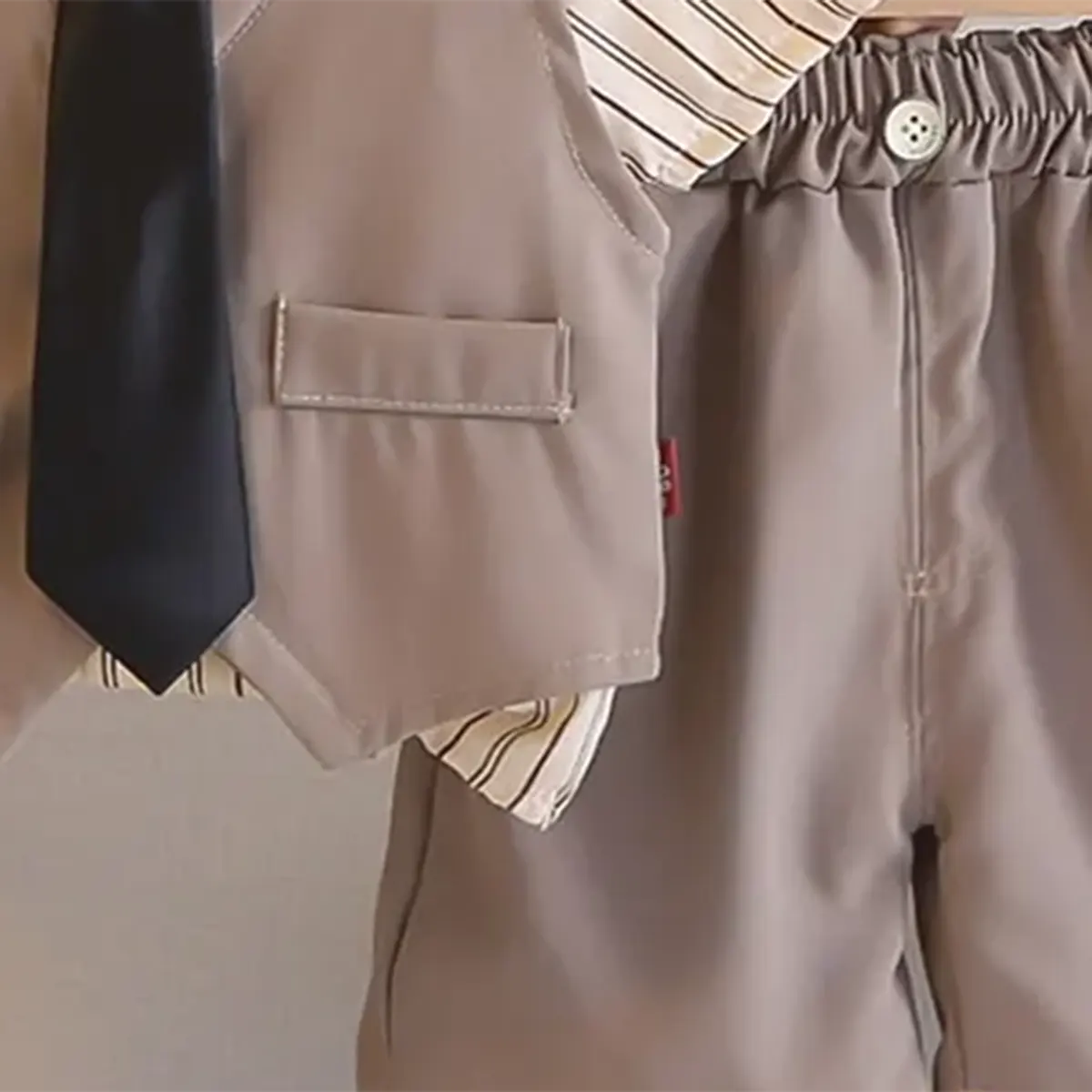 Boys Grey Vest & Shirt With Shorts & Neck Tie Sets Sets
