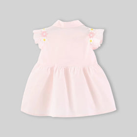 Girls Light Pink Floral Embroidered A-line Dress Casual Dresses
