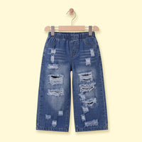 Girls Blue Distressed Jeans Pants Blue 3-4 Y