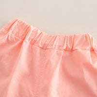 Girls Flutter Sleeves Textured Peplum Top With Pink Shorts Set 2 pc. Sets