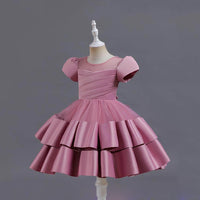 Girls Pleated Knee Length Party Dress Party Dresses   