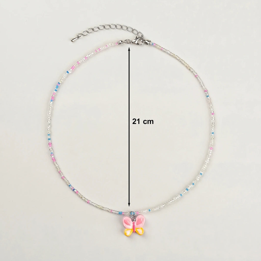 Pack Of 5 Girls Multicolour Butterfly and Rainbow Beaded Necklace Sets Necklace and Chains
