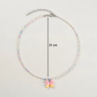 Pack Of 5 Girls Multicolour Butterfly and Rainbow Beaded Necklace Sets Necklace and Chains