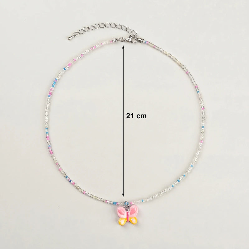 Pack Of 5 Girls Multicolour Butterfly and Rainbow Beaded Necklace Sets Necklace and Chains