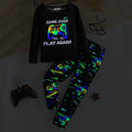 Boys Black Gaming Printed Glow in the Dark T-Shirt with Pajama Set 2 pc. Sets Black 3-4 Y
