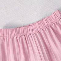 Girls Pink Stripes Sleeveless Peplum Top With Pants Set Sets