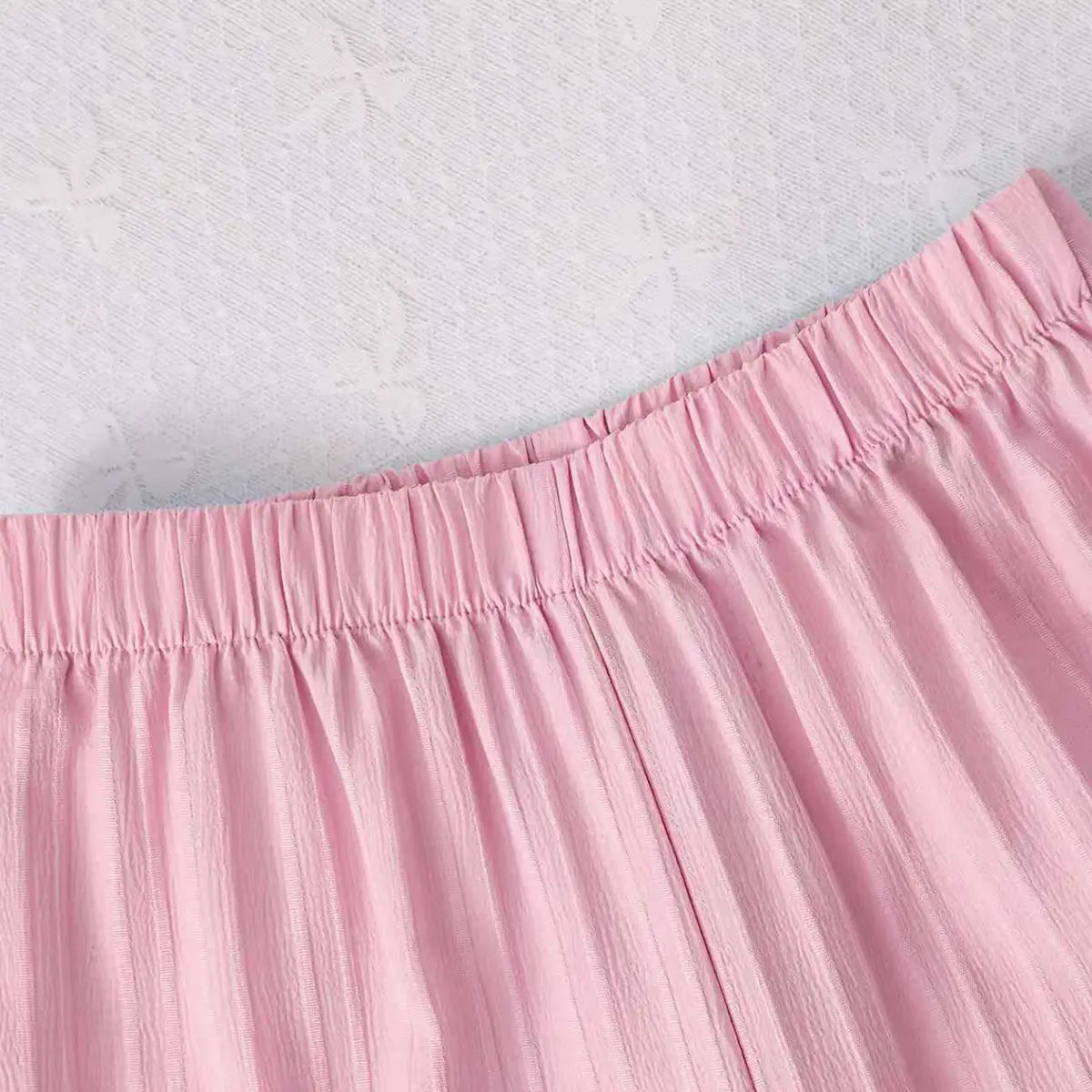 Girls Pink Stripes Sleeveless Peplum Top With Pants Set Sets