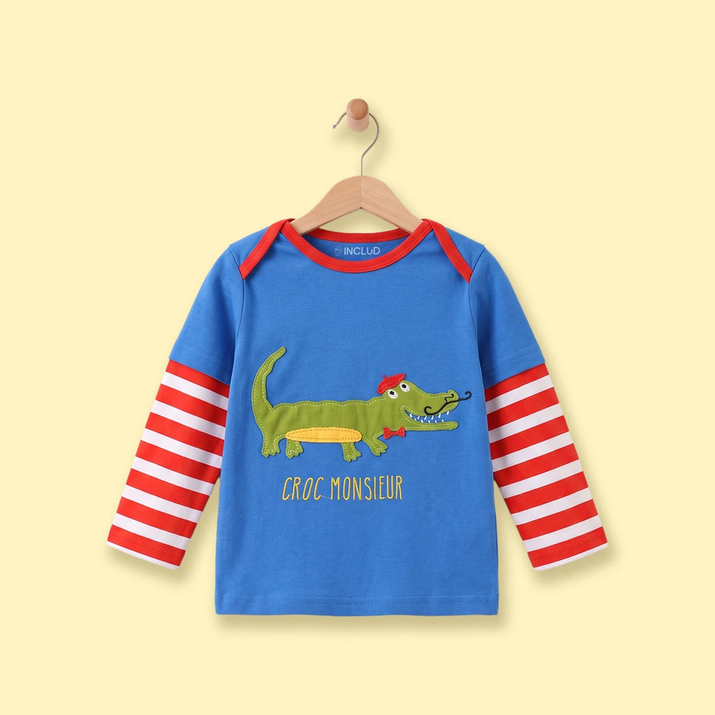 Boys Blue Graphic Long Sleeve T-Shirt Tshirts Blue 1-2 Y