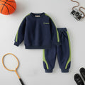 Boys Navy Blue Colorblocked Sweatshirt With Jogger Co-ord Sets Sets Navy Blue 1-2 Y