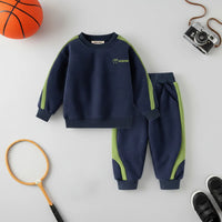 Boys Navy Blue Colorblocked Sweatshirt With Jogger Co-ord Sets Sets Navy Blue 1-2 Y