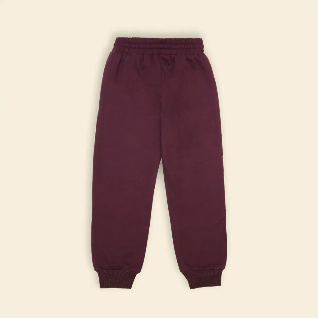 Boys Maroon Solid Cross Pocket Elasticated Joggers Trackpants & Joggers