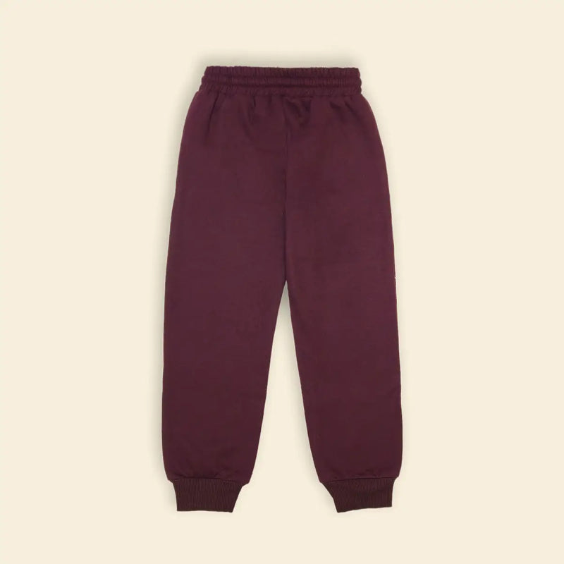 Boys Maroon Solid Cross Pocket Elasticated Joggers Trackpants & Joggers