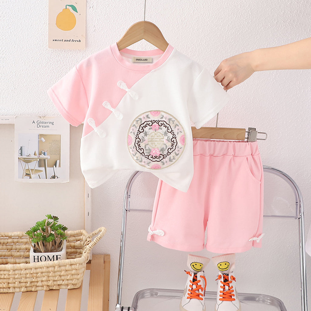 Boys Short Sleeve T-Shirt With Embroidery And Shorts
