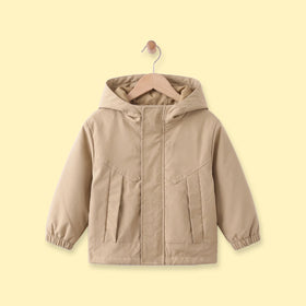 Boys Light Brown Hooded Zip-up Jacket Coats & Jackets Light Brown 1-2 Y