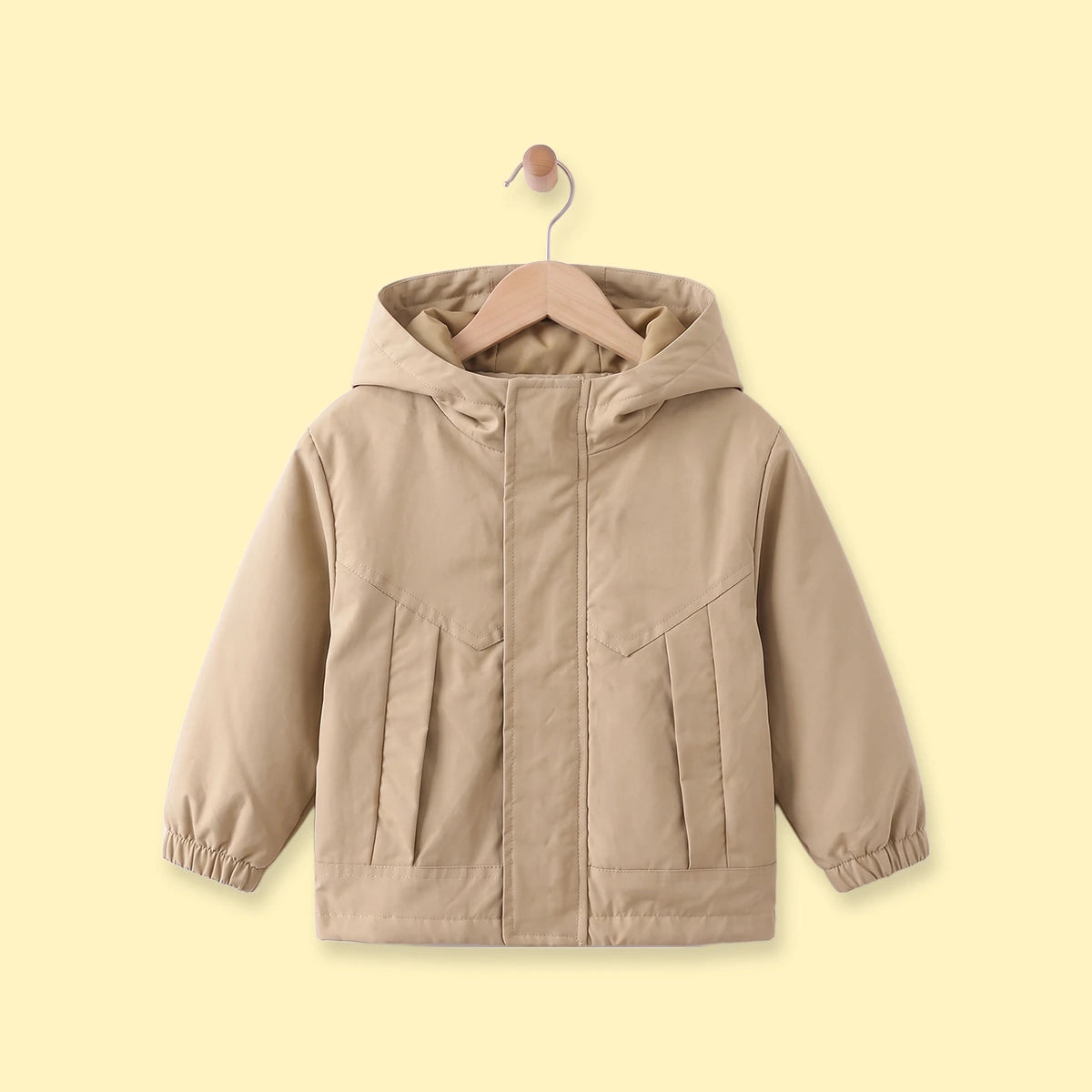 Boys Light Brown Hooded Zip-up Jacket Coats & Jackets Light Brown 1-2 Y