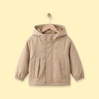 Boys Light Brown Hooded Zip-up Jacket Coats & Jackets Light Brown 1-2 Y