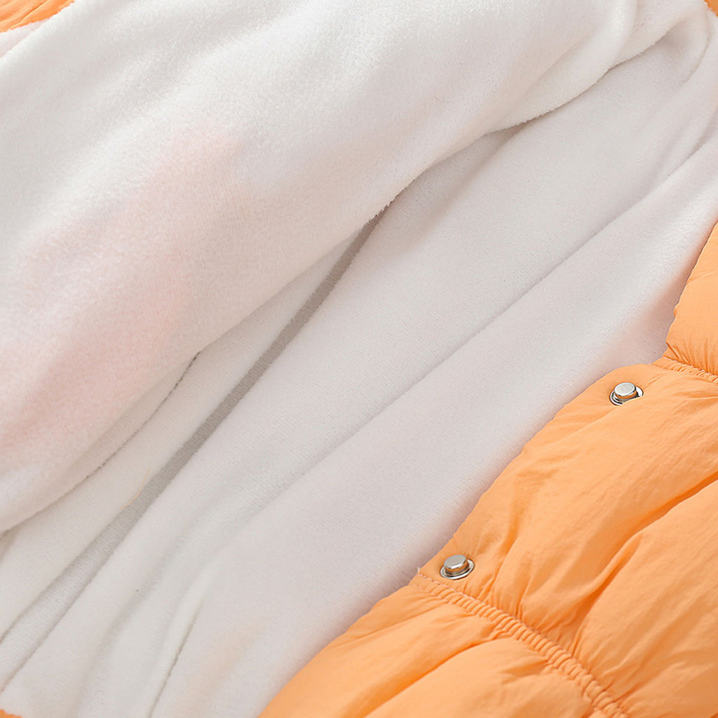 Girls Orange Solid Puffer Winter Jacket Coats & Jackets