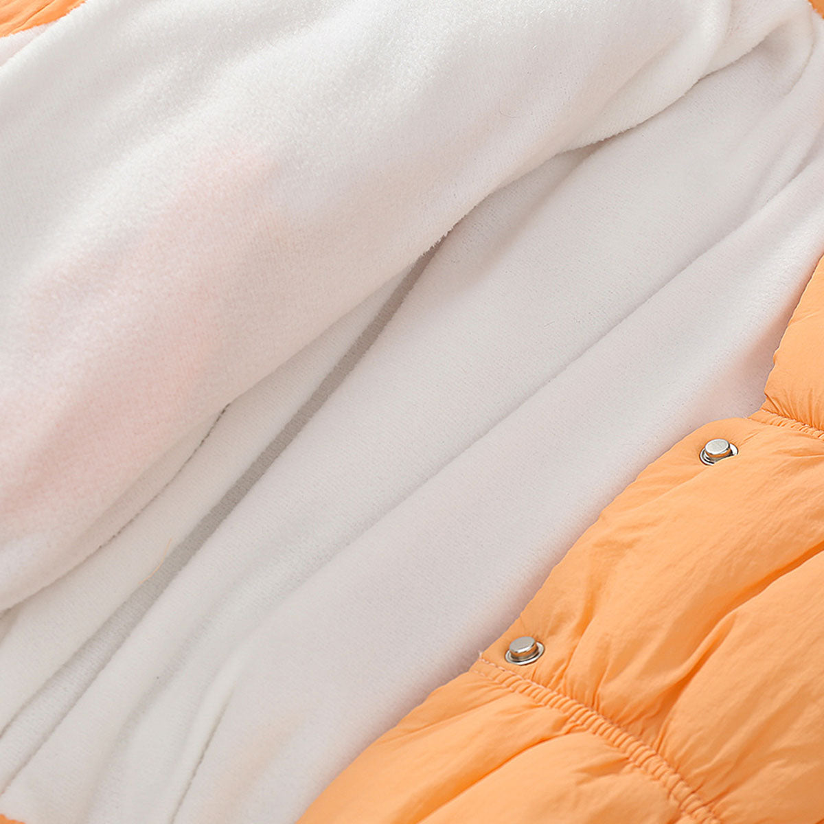 Girls Orange Solid Puffer Winter Jacket Coats & Jackets