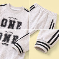 Boys Light Grey Side Stripes Sweatshirt & Jogger Sets Sets