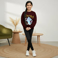 Girls Maroon Best Friend Graphics Round Neck Sweatshirt Sweatshirts & Hoodies Maroon 2-3 Y