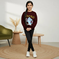 Girls Maroon Best Friend Graphics Round Neck Sweatshirt Sweatshirts & Hoodies Maroon 2-3 Y