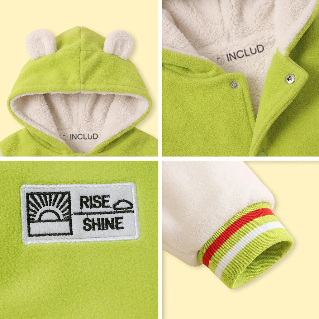 Boys Green Colourblocked Hooded Bomber Jacket Coats & Jackets