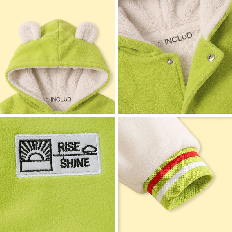 Boys Green Colourblocked Hooded Bomber Jacket Coats & Jackets