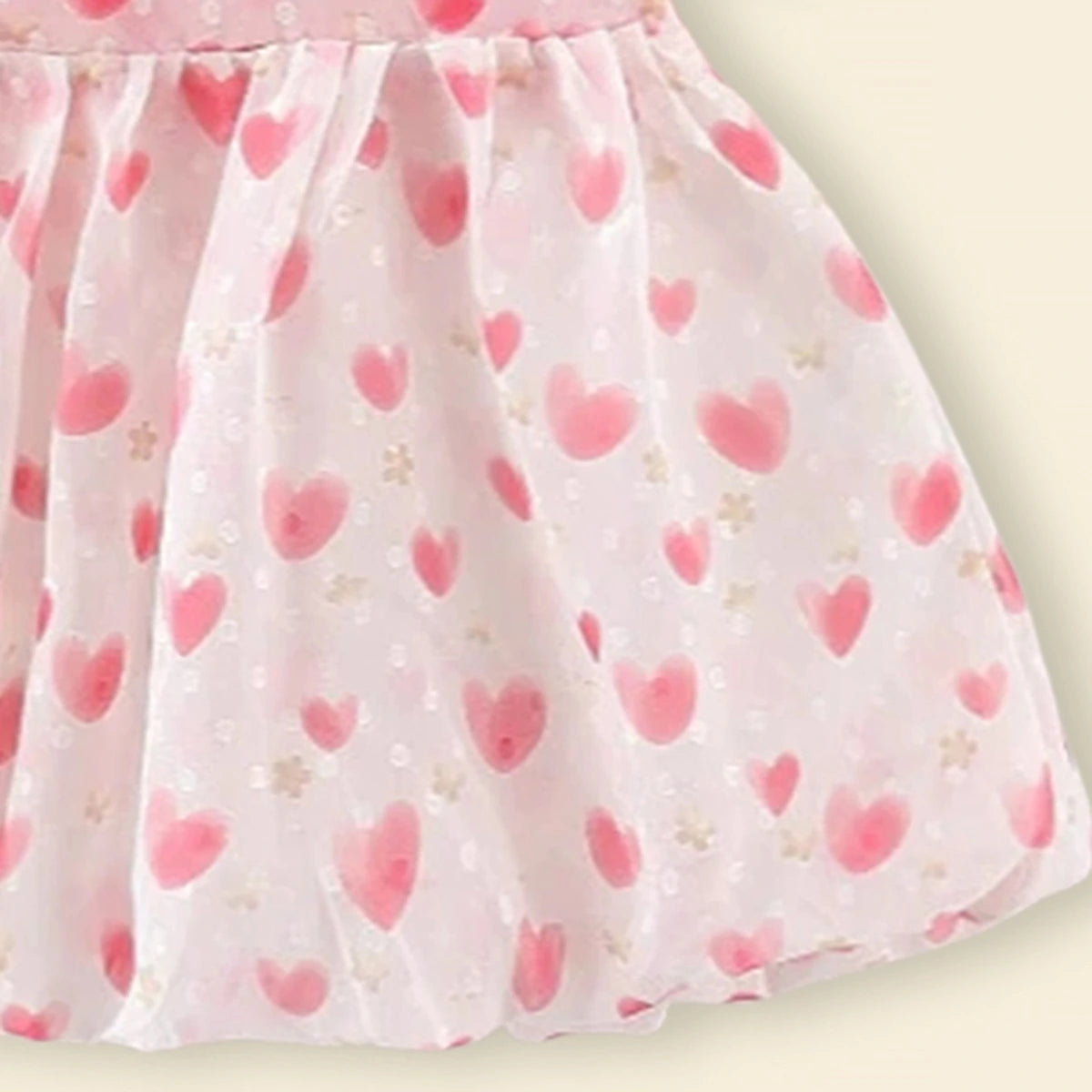 Girls Pink Heart Print Mock-Layered Pinafore Dress Casual Dresses