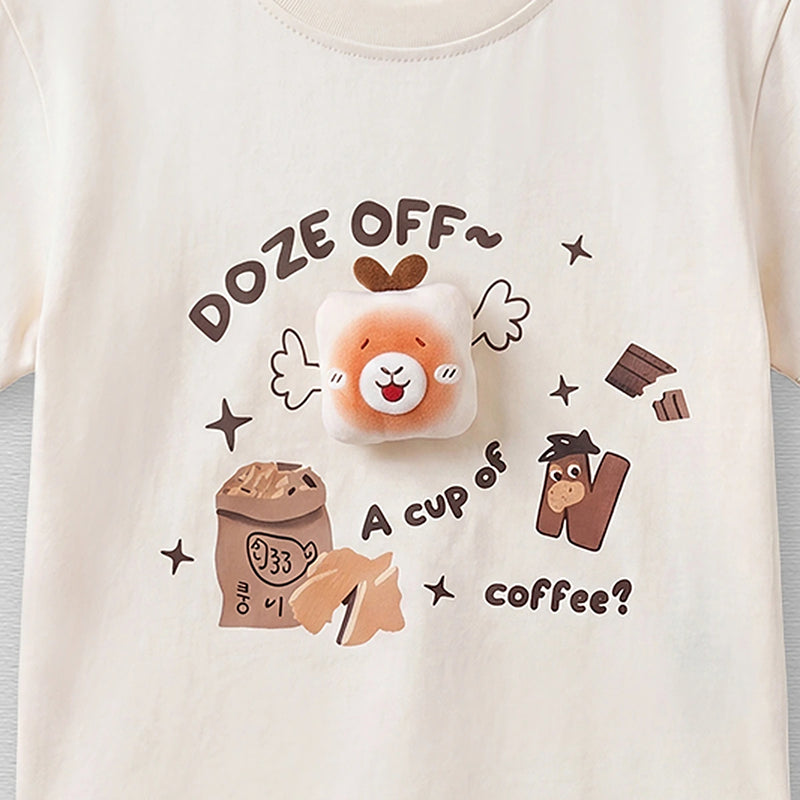 Boys Cream Typography Print Short Sleeve T-Shirt Tshirts