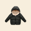 Boys Black Hooded Puffer Jacket With Sherpa Fleece Lining Coats & Jackets Black 1-2 Y