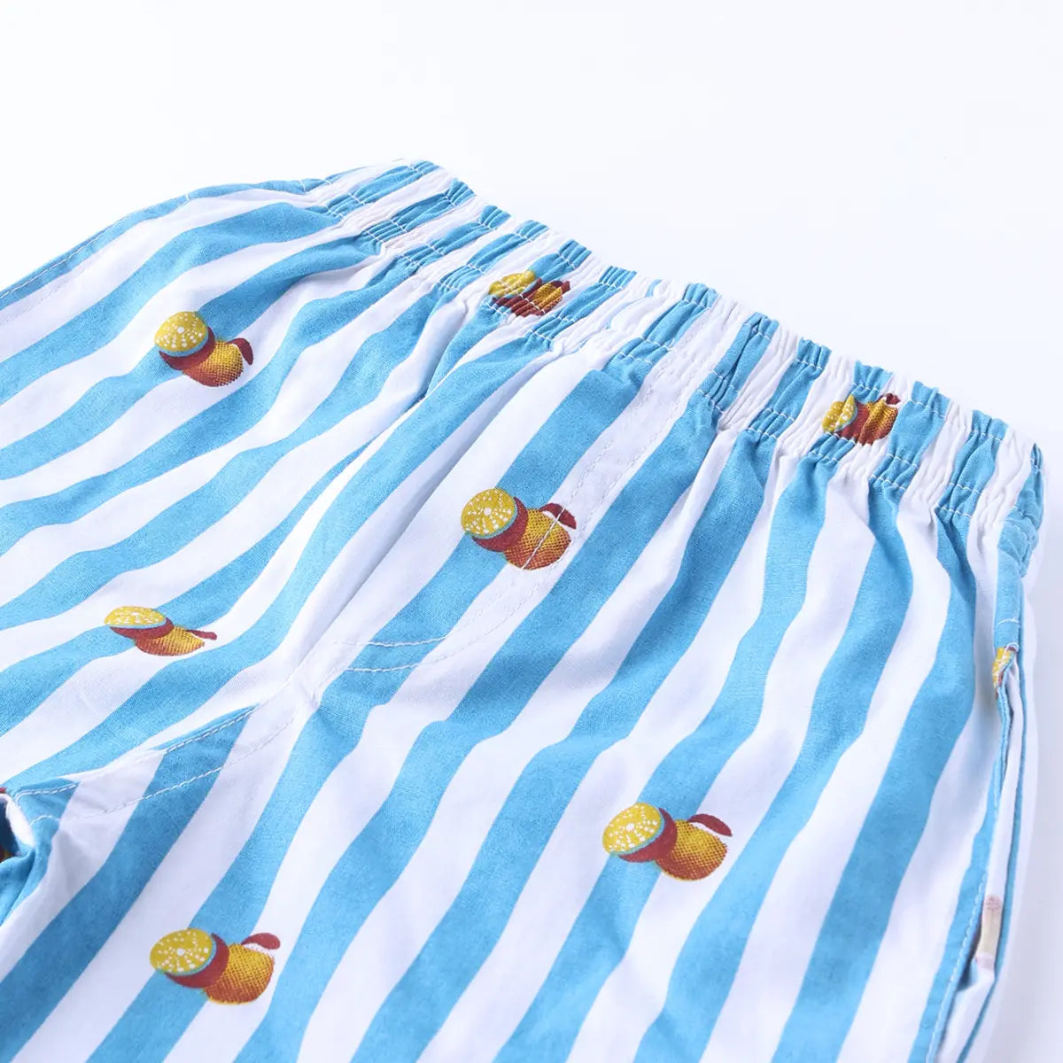 Boys Turquoise Striped Short Sleeves Shirt With Elasticated Shorts Sets Sets