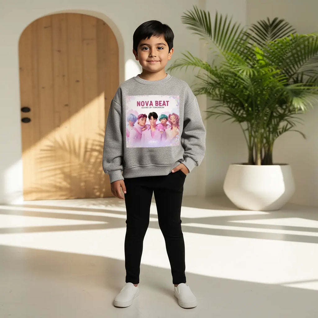 Boys Grey Nova-Beat Graphics Crew Neck Sweatshirt Sweatshirts & Hoodies Grey 5-6 Y