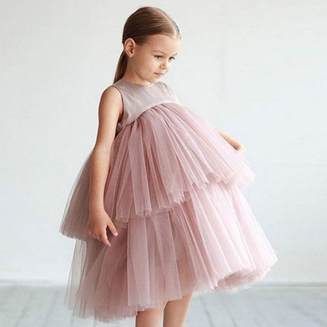 Girls Sleeveless Frill Layard Fit & Flare Dress Party Dresses Light Pink 2-3 Y 