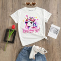 Girls White Unicorn Print Short Sleeve T-Shirt Tshirts White 1-2 Y
