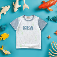 Boys Printed Short Sleeves T-Shirt Tshirts White 6-7 Y 