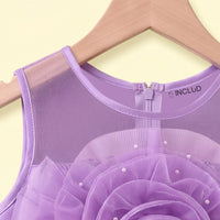 Girls Lavender Floral Applique Fit & Flare Party Dress Party Dresses